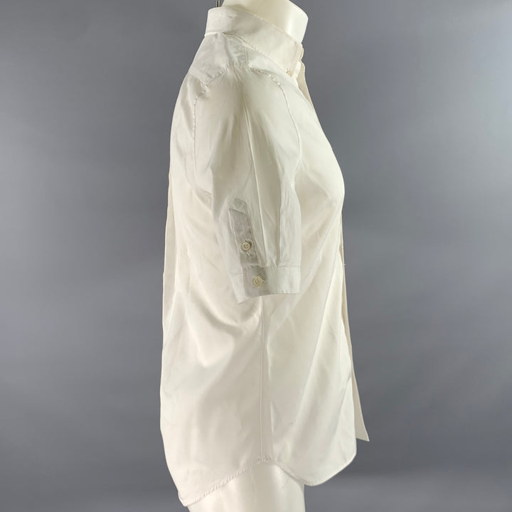 ALEXANDER MCQUEEN Size S White Skull Embroidery Cotton Short Sleeve Shirt