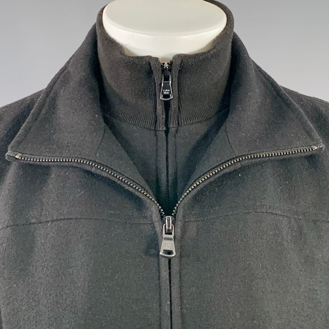 CALVIN KLEIN Size S Black Wool Blend Layered Zip Up Jacket
