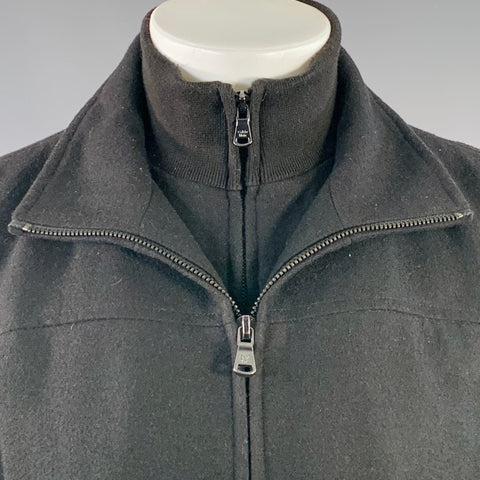 CALVIN KLEIN Size S Black Wool Blend Layered Zip Up Jacket