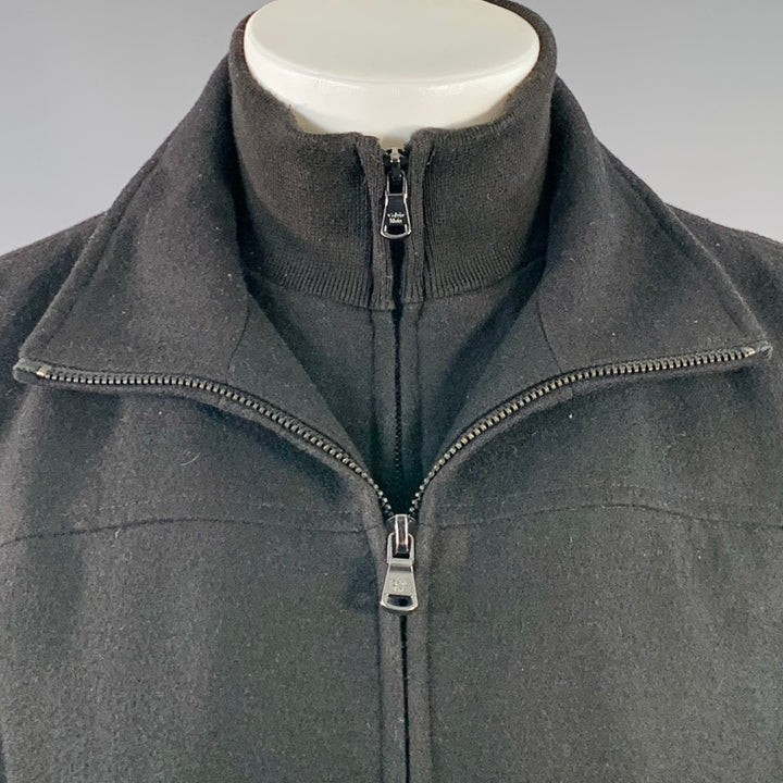 CALVIN KLEIN Size S Black Wool Blend Layered Zip Up Jacket