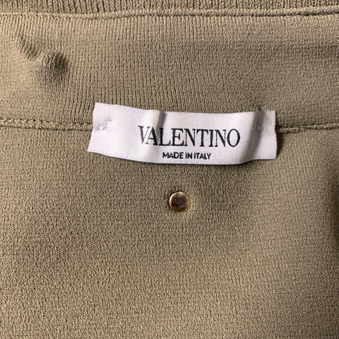 VALENTINO SS2021 Size S Green Olive Viscose Polyester Pointed Collar Polo