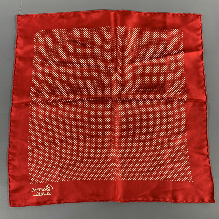 CHARVET Red Cream Polka Dot Pocket Square