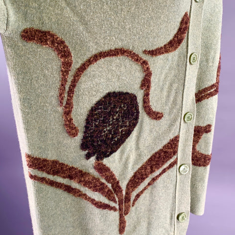 LOEWE Size M Green Sage Wool Blend Asymmetric Cardigan