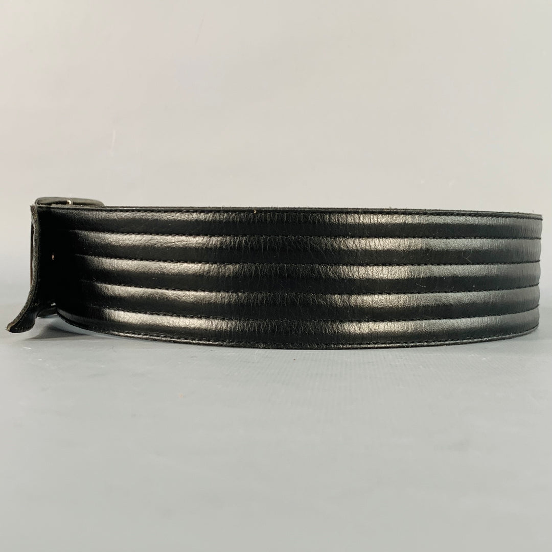YVES SAINT LAURENT Size M Black Quilted Leather Belt