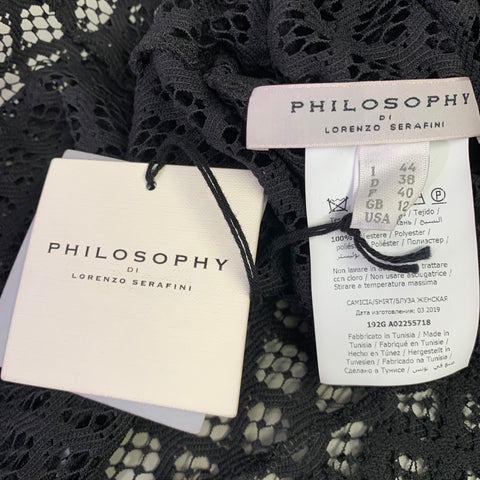 PHILOSOPHY di LORENZO SERAFINI Size 8 Black Polyester Mesh Pullover