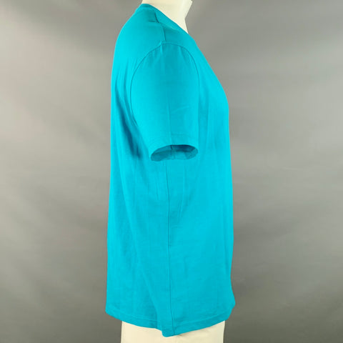 VALENTINO Size XL Blue White Logo Cotton Short Sleeve T-shirt