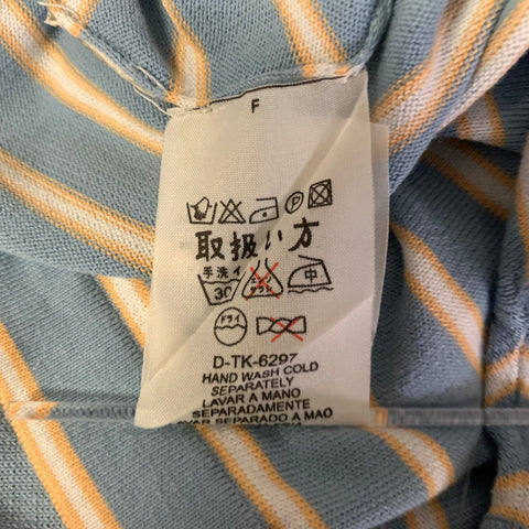 ZEGNA Size L Blue Orange White Stripe Cotton Quarter Zip Polo