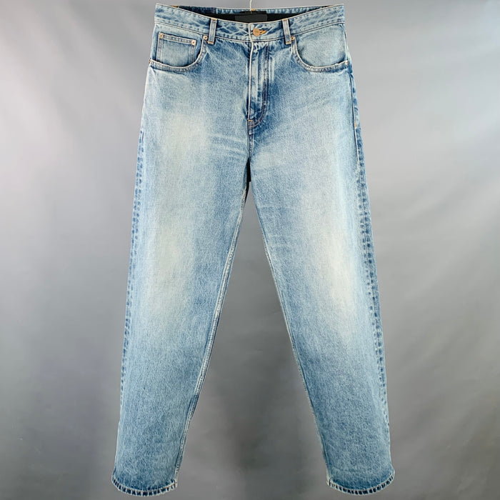 BALENCIAGA Size S Blue Wash Denim Zip Fly Baggy Jeans