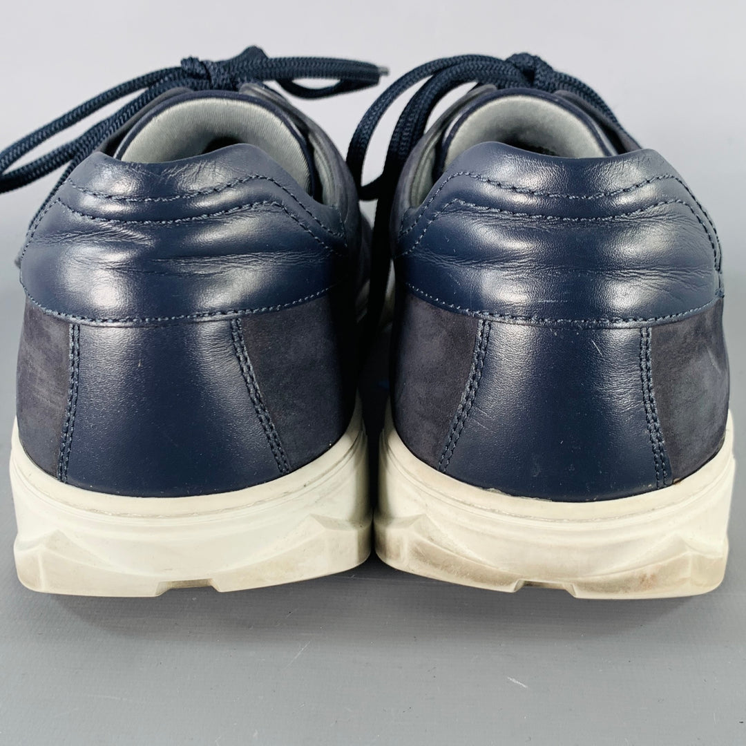 SALVATORE FERRAGAMO Size 10 Navy Suede Leather Lace-Up Sneakers