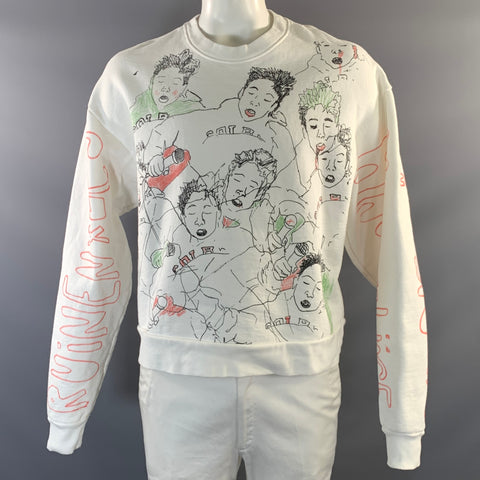 ENFANTS RICHES DEPRIMES FW2017 L White Graphic Cotton Crew Neck Sweatshirt