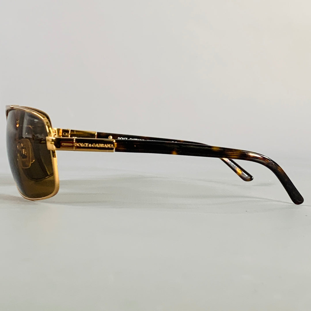 DOLCE & GABBANA Gold Tortoiseshell Metal Pilot Sunglasses