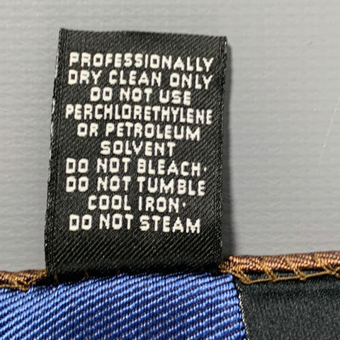 VERSACE Blue Brown Dots Silk Pocket Square