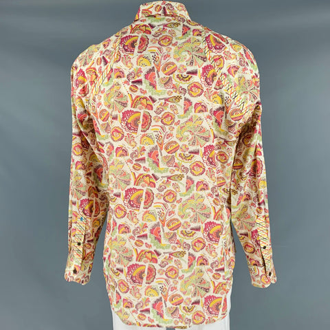 ROBERT GRAHAM Size XL Orange Multi Color Print Cotton Long Sleeve Shirt