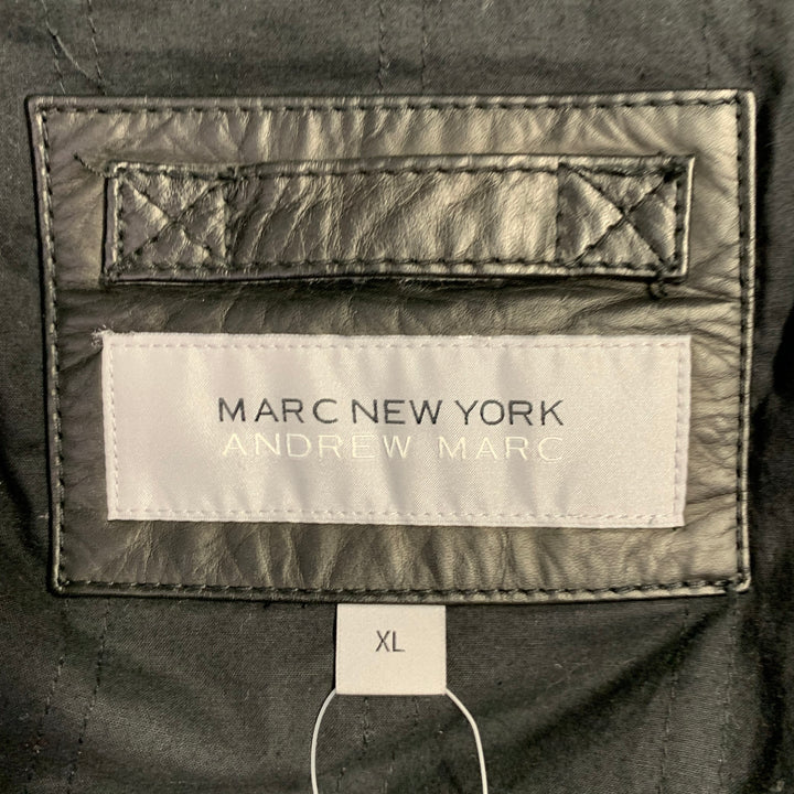 MARC NEW YORK Size XL Black Mixed Fabrics Leather Hooded Jacket