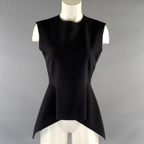 LOUIS VUITTON Size 8 Black Brown Monogram Peplum Dress Top