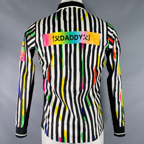 SANKUANZ Size M Black White Multi Color Stripe Long Sleeve Shirt