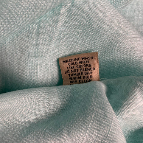 NATURAL BLUE Size L Green Linen Button Up Long Sleeve Shirt