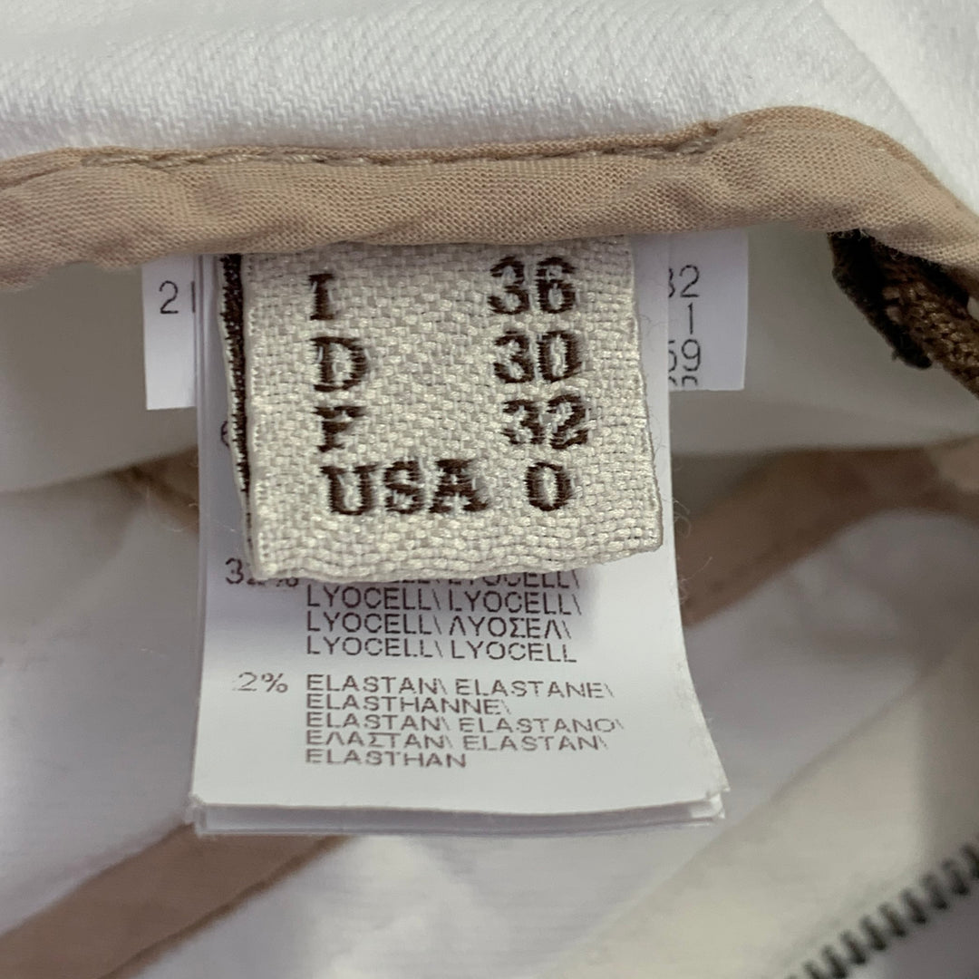 BRUNELLO CUCINELLI Size 0 Cream Cotton Blend Pleated Jeans