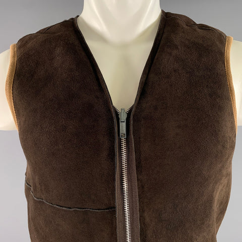 MAISON MARTIN MARGIELA Size M Brown Reversible Shearling Full Zip Vest