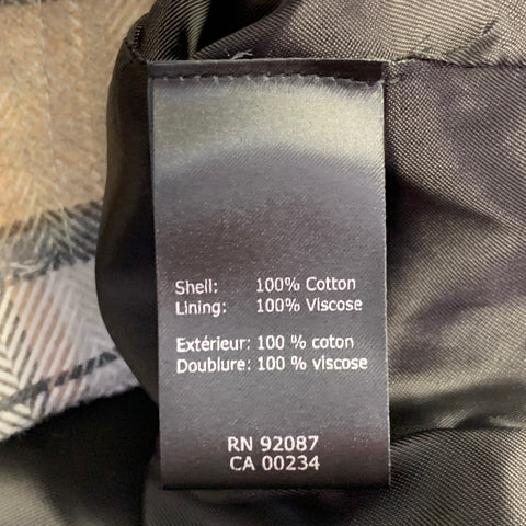SAKS FIFTH AVENUE Chemise Veste en Coton Carreaux Marron Gris Crème Taille L