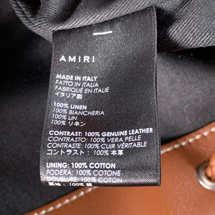 AMIRI Brown Cream Canvas Leather Backpack Bag