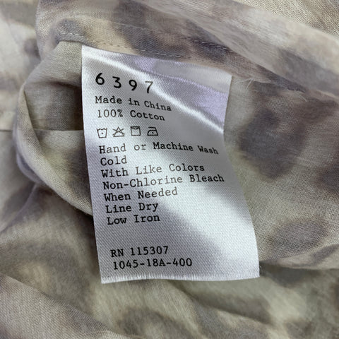 6397 Size S Beige Grey Cotton Animal Print Long Sleeve Shirt