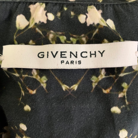 GIVENCHY Size S Black Rose Green Floral Cotton Long Sleeve Shirt