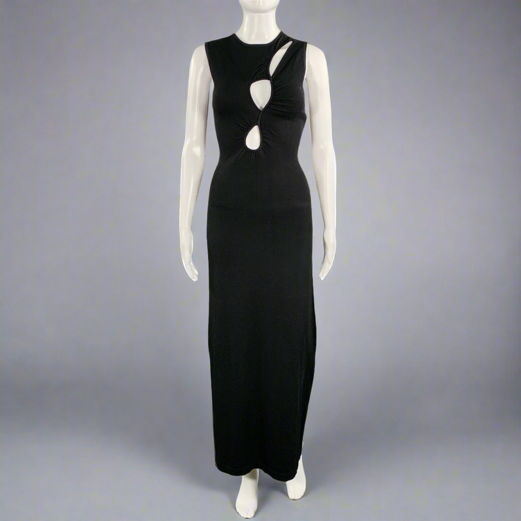 DISSH Size S Black Viscose Blend Cut Out Sleeveless Long Dress DISSH Size S Black Viscose Blend Cut Out Sleeveless Long Dress