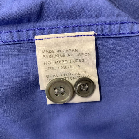ISSEY MIYAKE Size XL Blue Solid Cotton Camp Long Sleeve Shirt
