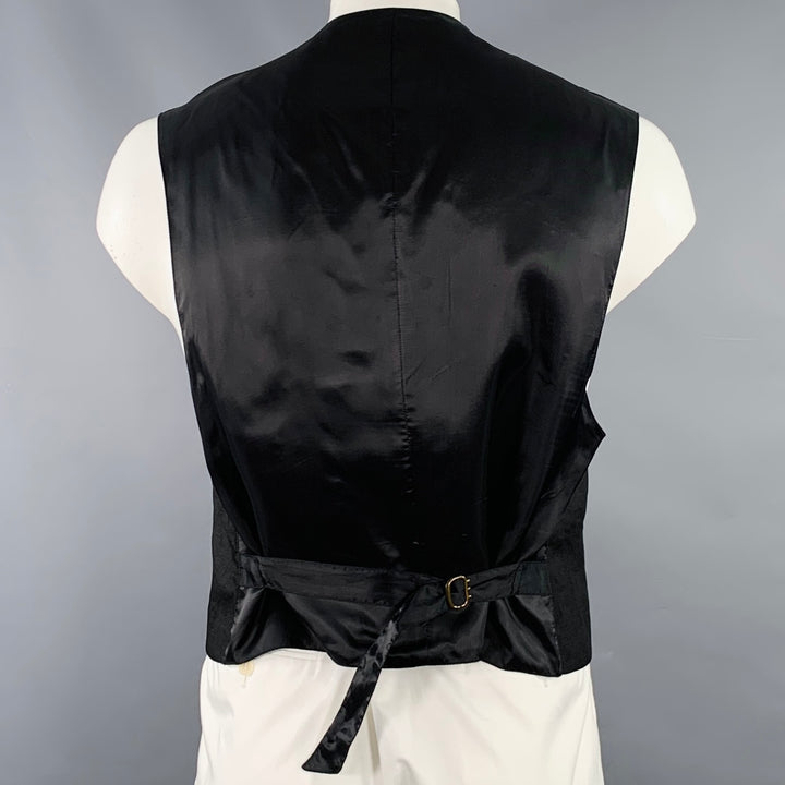 BYBLOS Size 42 Black Multi Color Stars Linen V-Neck Vest