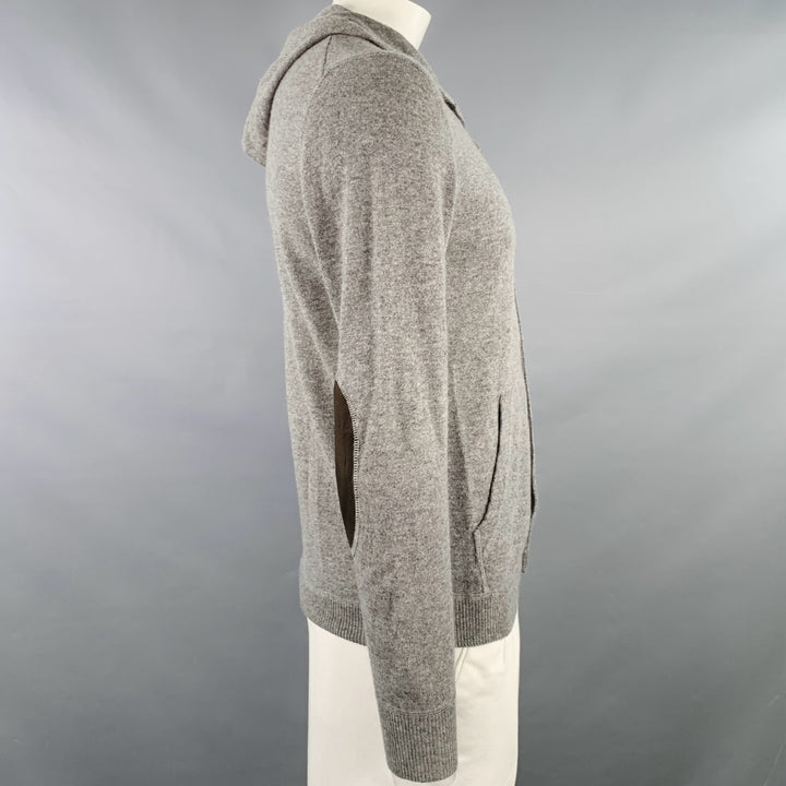 HARTFORD Size L Grey Heather Wool Cashmere Hoodie Cardigan