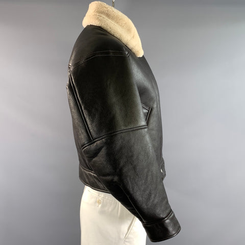 ACNE STUDIOS Size XL Brown Cream Leather Jacket