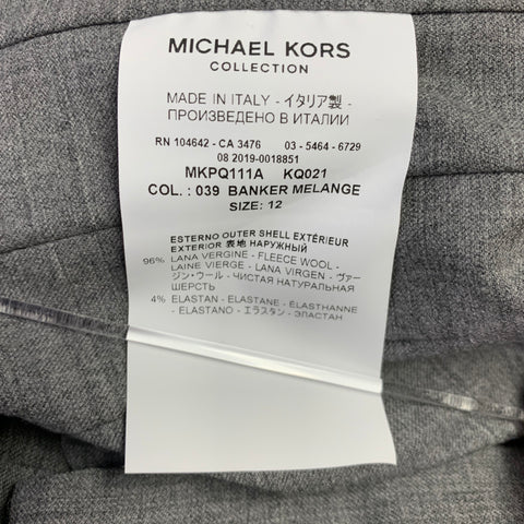 MICHAEL KORS COLLECTION Size 12 Grey Wool Blend Pleated Skirt