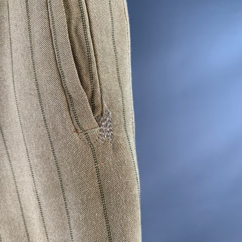 PRADA Size 32 Tan Brown Pinstripe Polyester Linen Button Fly Dress Pants