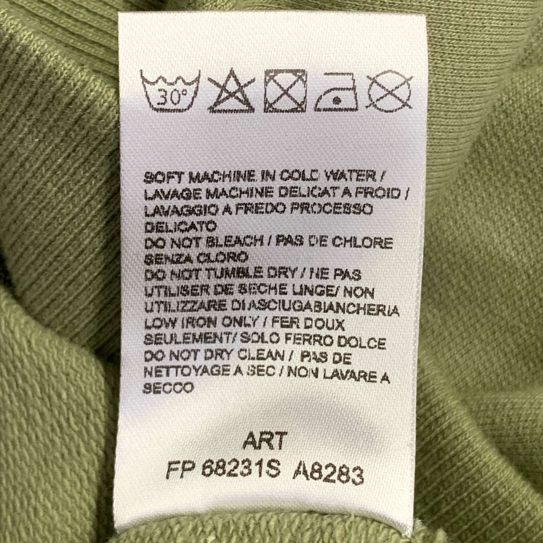 BALMAIN Size L Green Sage Cotton Blend Jersey Logo Crew Neck Pullover