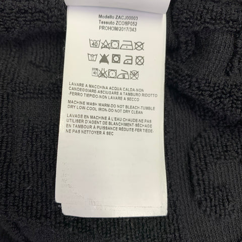 VERSACE Size XL Black Gold Textured Cotton Shawl Collar Robe
