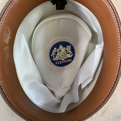 STETSON Size 7 1/8 Grey Stone Felt Fedora Hat