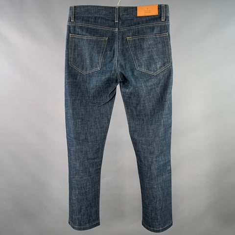GUCCI Size 28 Blue Contrast Stitch Cotton Straight Button Fly Jeans