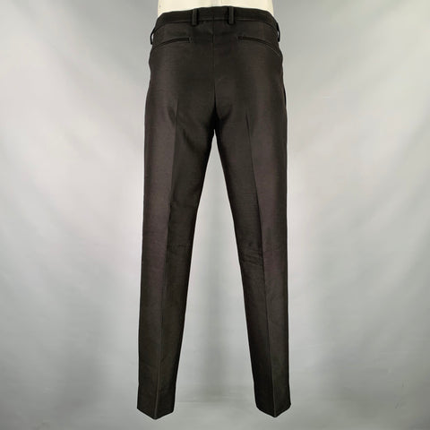 VALENTINO Size 36 Black Wool Silk Flat Front Dress Pants