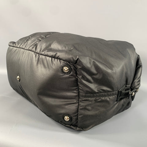 YVES SAINT LAURENT Black Quilted Leather Trim Nylon Bag