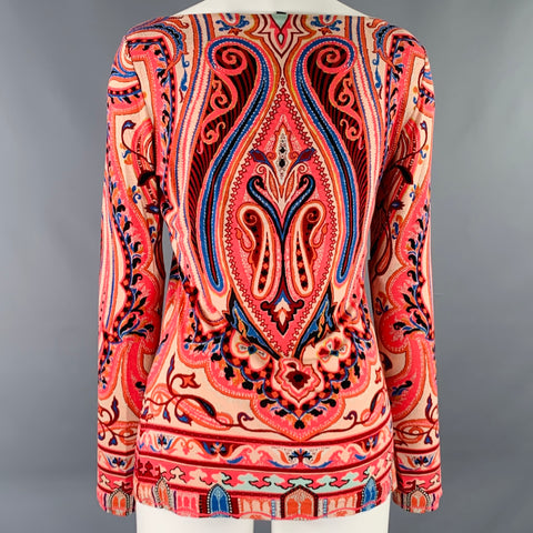 ETRO Size M Pink Multi Color Paisley Scoop Neck Casual Top