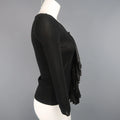 GIAMBATTISTA VALLI Size S Black Scoop Neck Ribbon Fringe Snap Cardigan GIAMBATTISTA VALLI