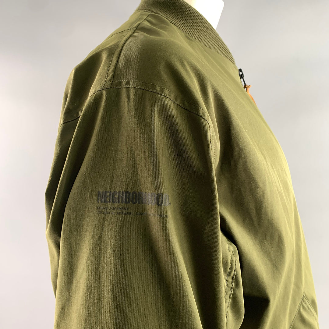 NEIGHBORHOOD Size XL Green Olive MA-1 Polyester Bomber Jacket