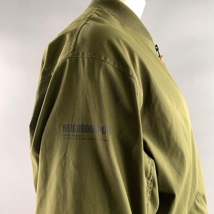 NEIGHBORHOOD Size XL Green Olive MA-1 Polyester Bomber Jacket