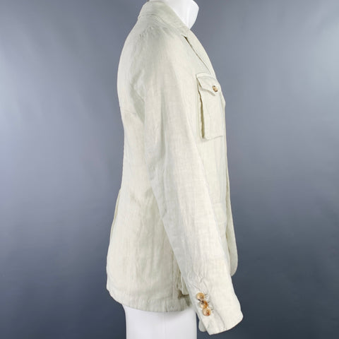 BOGLIOLI Size 34 Sage Green Linen Single Breasted Jacket