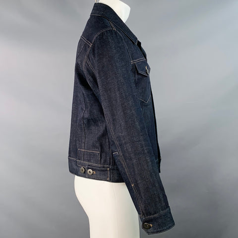 PRADA Size M Blue Indigo Cotton Denim Button Up Trucker Jacket