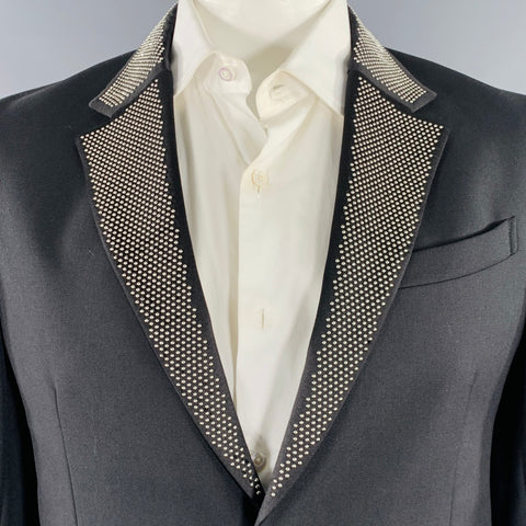 ALEXANDER MCQUEEN Size 42 Black Studded Wool Mohair Sport Coat