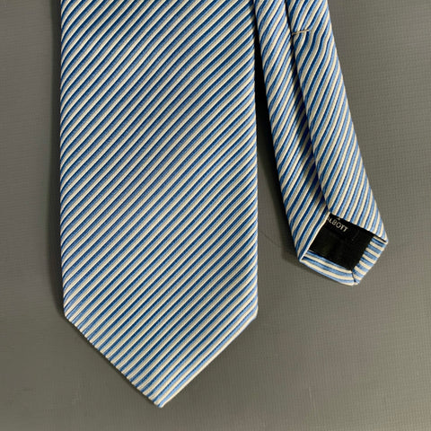 ROBERT TALBOTT Size White Light Blue Stripe Silk Tie
