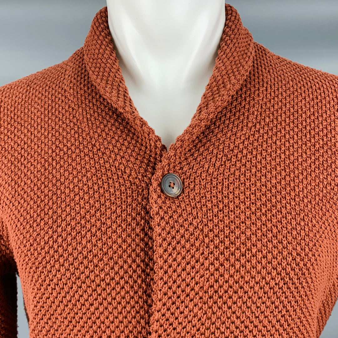 TAYLOR STITCH Size M Orange Rust Knit Cotton Shawl Collar Cardigan