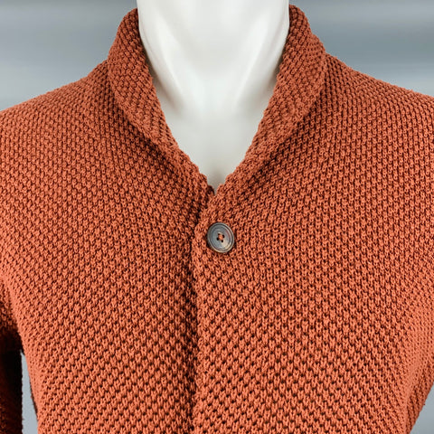 TAYLOR STITCH Cárdigan con cuello chal de algodón de punto naranja óxido talla M